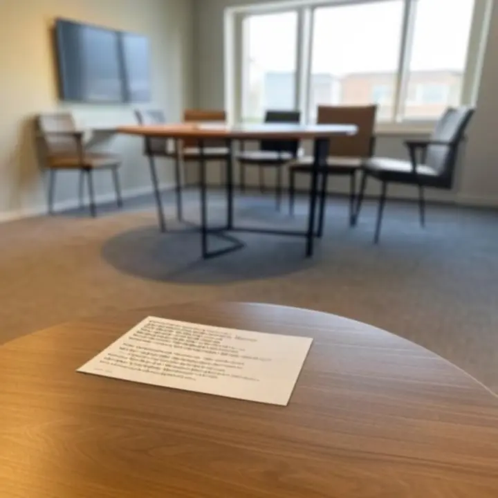 Projectfoto van een ingericht kantoor met vloerkleed en positieve klantreview.