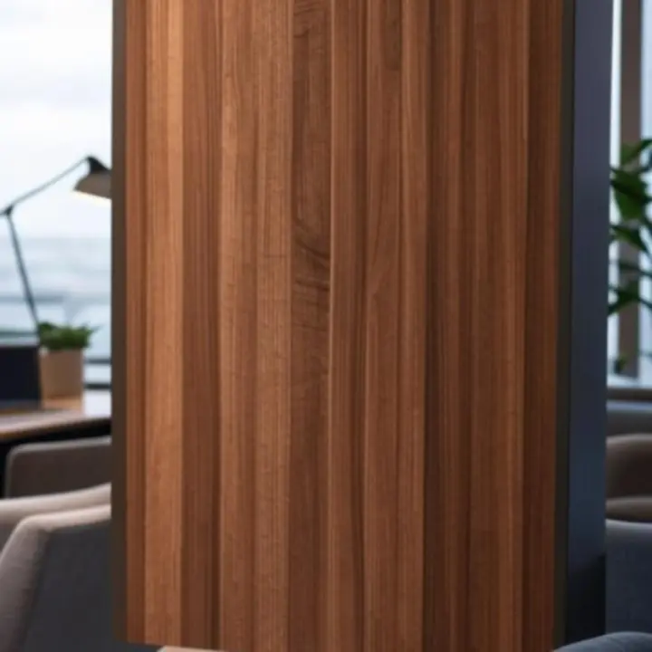 Luxe akoestisch paneel toegepast in een moderne, lichte kantoorruimte