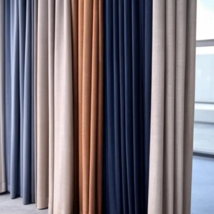 Overzicht van stijlvolle kantoor-gordijnen in een moderne, rustige setting